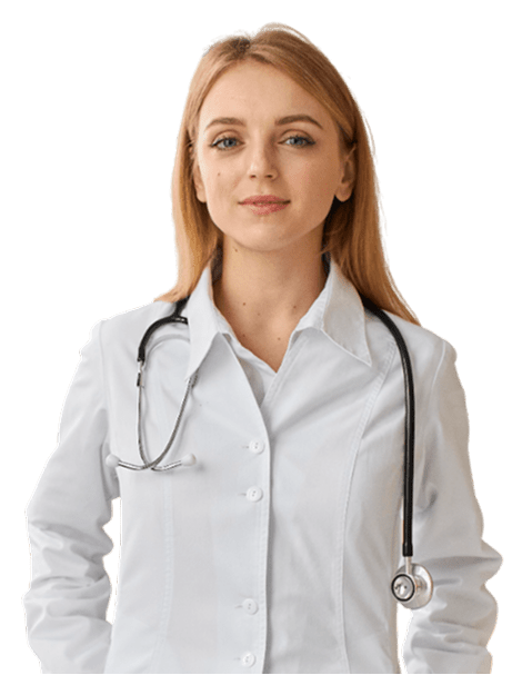 Lifestyle 25 front view covid recovery center female doctor with posing with stethoscope Photoroom 1 min